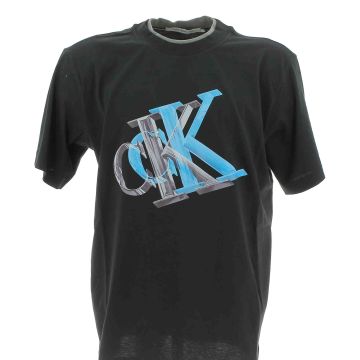 Calvin Klein Uomo T Shirt Manica Corta Giro Collo Colletto Bicolore