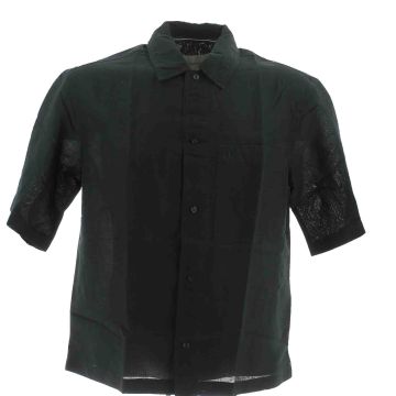Calvin Klein Uomo Camicia in Lino Manica Corta Over Tinta Unita
