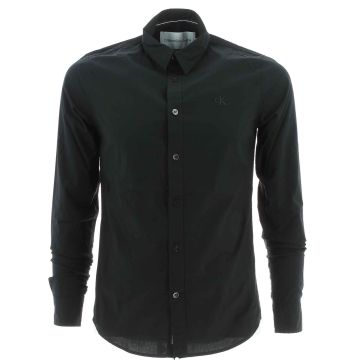 Calvin Klein Uomo Camicia Manica Lunga Tinta Unita Logo CK Ricamato