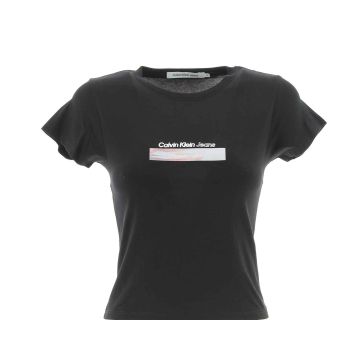 Calvin Klein Jeans Donna T Shirt Crop Manica Corta Giro Collo Slim Fit