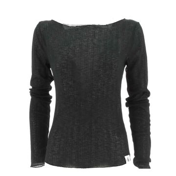 Calvin Klein Donna T Shirt Manica Lunga Collo a Barchetta
