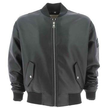 Calvin Klein Giacca Bomber Uomo in Ecopelle Nera