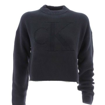 Calvin Klein Donna Maglia Crop Cotone Giro Collo con Spacchi Laterali