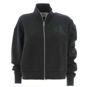 Calvin Klein Donna Felpa Crop Grazata Full Zip Tinta Unita