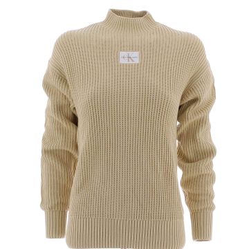 Calvin Klein Donna Maglia Cotone Collo Lupetto Tinta Unita