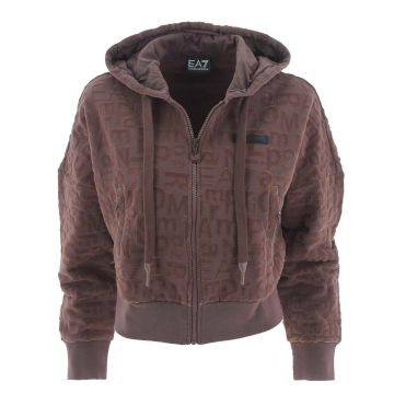 EA7 Emporio Armani Felpa Felpata Crop Full Zip Cappuccio Donna