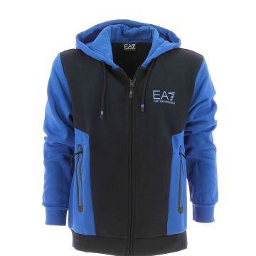 EA7 Emporio Armani Felpa Felpata Cappuccio Full Zip Bicolore