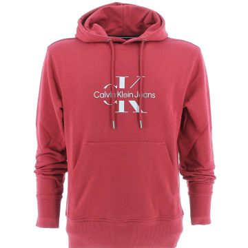 Calvin Klein Uomo Felpa Garzata Cappuccio Chiuso Tinta Unita Big Logo CK