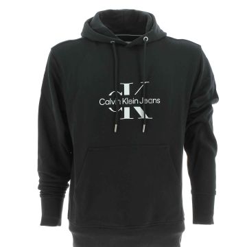 Calvin Klein Uomo Felpa Garzata Cappuccio Chiuso Tinta Unita Big Logo CK