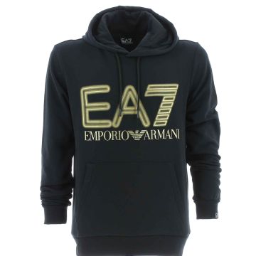 EA7 Emporio Armani Uomo Felpa Garzata Cappuccio Chiuso Tinta Unita