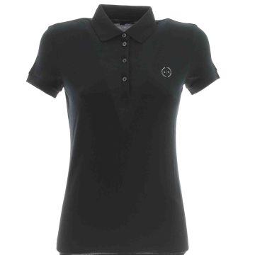 A|X Armani Exchange Donna Polo Manica Corta Tinta Unita in Pique' Elasticizzata