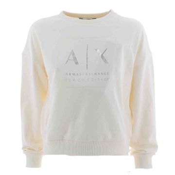 A|X Armani Exchange Donna Felpa Garzata Giro Collo Black Edition