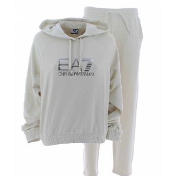 Tuta EA7 Emporio Armani Donna in Felpa Garzata Cappuccio Chiuso Tinta Unita