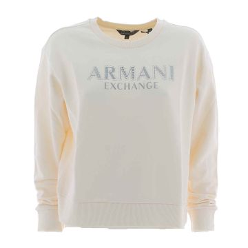 A|X Armani Exchange Felpa Girocollo Garzata Donna Logo A|X con Strass