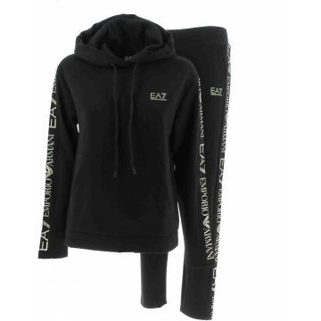 Tuta Donna Cappuccio Chiuso EA7 Emporio Armani in Felpa Tinta Unita Tape Armani