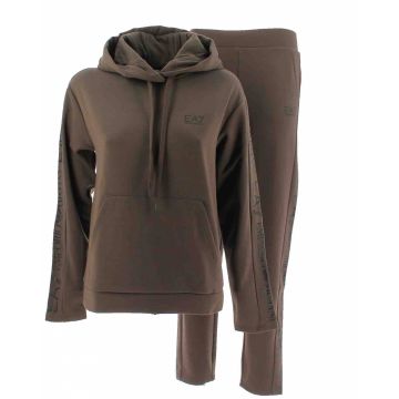 Tuta Donna Cappuccio Chiuso EA7 Emporio Armani in Felpa Tinta Unita Tape Armani