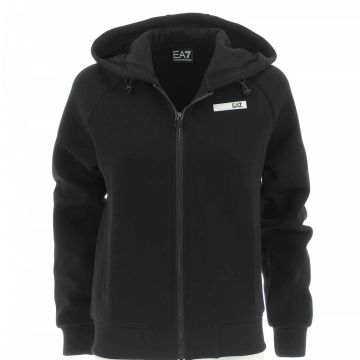 Felpa Natural Ventus Full Zip Cappuccio EA7 Emporio Armani Donna Nera