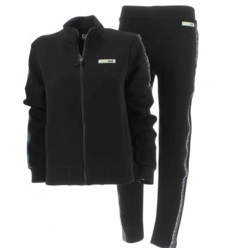 Tuta Felpa Full Zip Natural Ventus Nera EA7 Emporio Armani Donna con Tape Emporio Armani