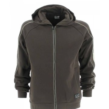 Felpa Felpata Cappuccio Full Zip EA7 Emporio Armani Uomo con Tape Armani
