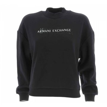 Felpa Felpata Collo a Lupetto A|X Armani Exchange Donna Tinta Unita Nera