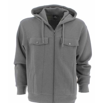Felpa Garzata A|X Armani Exchange Uomo Cappuccio Full Zip con Tasche
