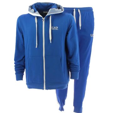 EA7 Emporio Armani Uomo Tuta Felpa Garzata Full Zip Cappuccio con Stripe