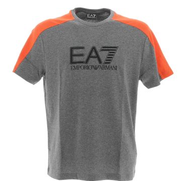 EA7 Emporio Armani Uomo T Shirt Grigio/Arancione Manica Corta Girocollo