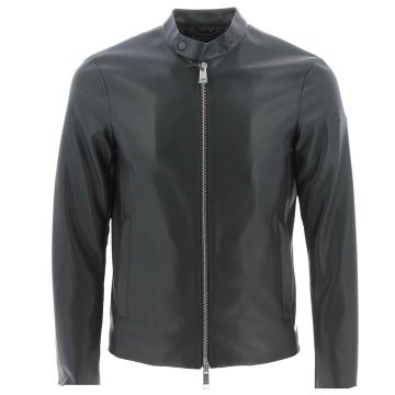 A|X Armani Exchange Uomo Giacca Ecopelle Full Zip Nera