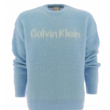 Pullover Uomo Lana Alpaca Girocollo Calvin Klein Azzurro