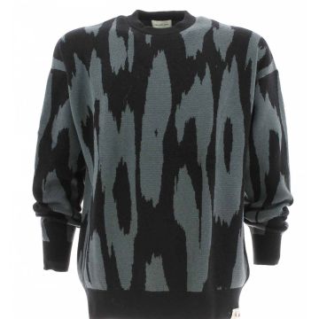 Pullover Uomo Girocollo Calvin Klein Nero/Grigio a Losanghe
