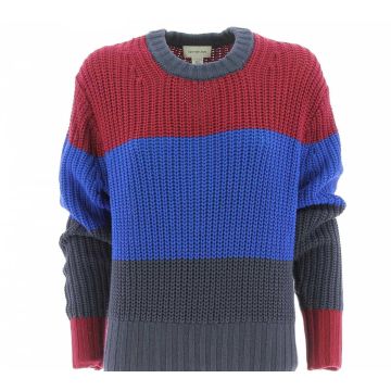 Pullover Cotone Calvin Klein Donna Girocollo Chunky Stripe Crew Neck Sweater