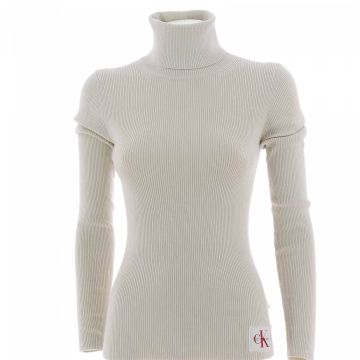 T shirt Manica Lunga Elasticizzata a Collo Alto Calvin Klein Donna