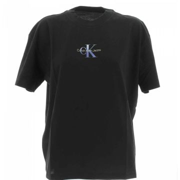 T Shirt Over Calvin Klein Donna Manica Corta Girocollo Tinta Unita Nera