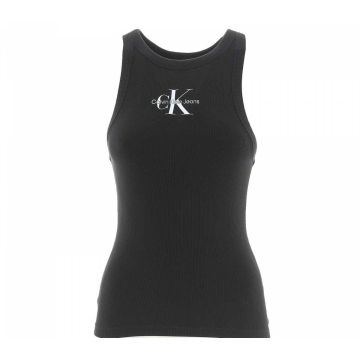 Canottiera Calvin Klein Donna con Tessuto Cannete' Tinta Unita Logo CK Ricamato