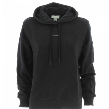 Felpa Garzata Calvin Klein Donna Cappuccio Chiuso Tinta Unita
