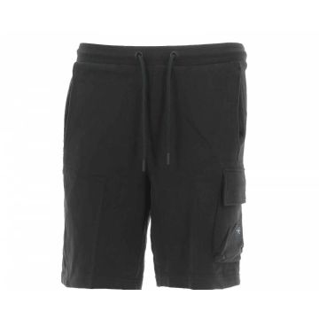 Bermuda Cargo Calvin Klein Uomo in Felpa Garzata Tinta Unita Nero