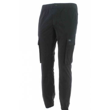 Pantalone Skinny Cargo Calvin Klein Uomo Tinta Unita Nero con Polsino