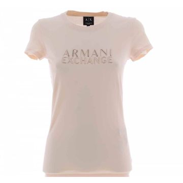 T Shirt Manica Corta Girocollo A|X Armani Exchange Donna con Logo Armani in Rilievo