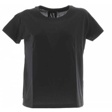 T Shirt Manica Corta Girocollo A|X Armani Exchange Donna con Logo AX in Strass
