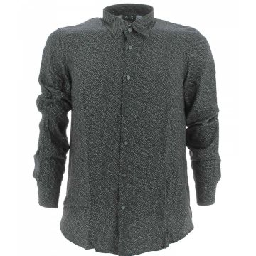 Camicia Manica Lunga A|X Armani Exchange Uomo Nera Multi Logo AX Regular Fit