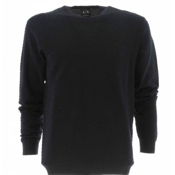 Pullover Cotone Girocollo A|X Armani Exchange Uomo con Tessuto Lavorato a Onda