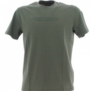 T Shirt Manica Corta Girocollo A|X Armani Exchange Uomo Tinta Unita Logo Gommato