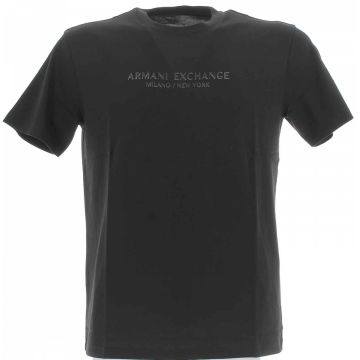T Shirt Manica Corta Girocollo A|X Armani Exchange Uomo Tinta Unita Logo Gommato