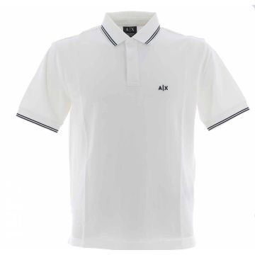 Polo Pique' Manica Corta A|X Armani Exchange Uomo a Tre Bottoni con Doppia Riga Regular Fit