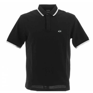 Polo Pique' Manica Corta A|X Armani Exchange Uomo a Tre Bottoni con Doppia Riga Regular Fit