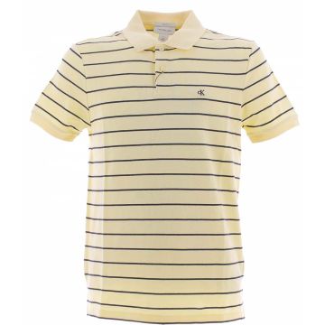 Polo con Righe Manica Corta Calvin Klein Uomo Piquet Classic Fit