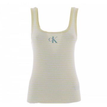 Canottiera a Righe Calvin Klein Donna Ampio Scollo Elasticizzata