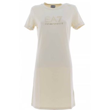 Abitino con Logo EA7 in Strass EA7 Emporio Armani Donna Elasticizzato con Risvolto sulla Manica