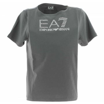 T Shirt Manica Corta Girocollo EA7 Emporio Armani Donna con Logo EA7 in Strass Tinta Unita