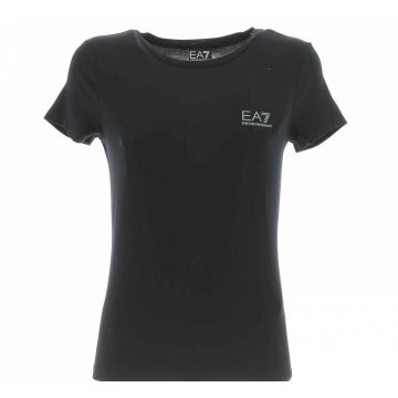 EA7 Emporio Armani Donna T Shirt Natural Ventus7 Manica Corta Girocollo con Applicazione Logata EA7